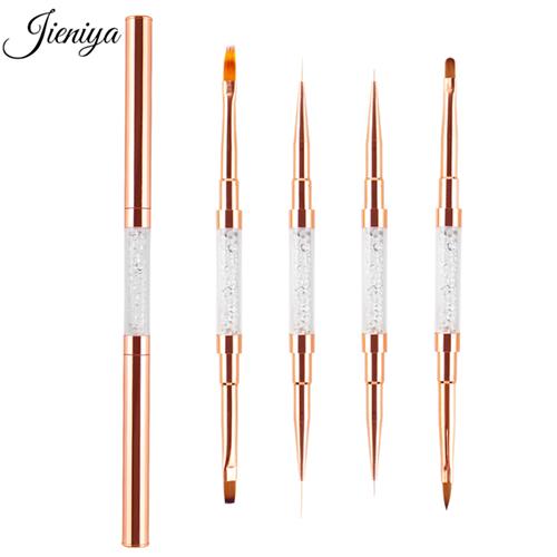 Rose Gold Double headed Nails art gel brush set