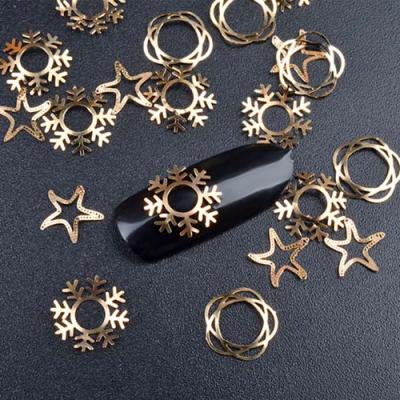 2022 Gold Metal Nail Art Studs 3D Gold Nail Art Stickers DIY Nail Decoration