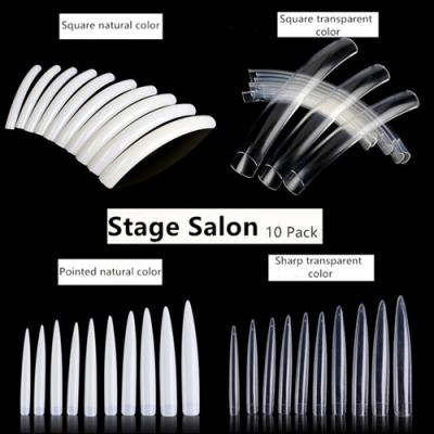 10 pieces wholesale supplier long extra long pointed stiletto sharp artificial half cover nail art display nail tips